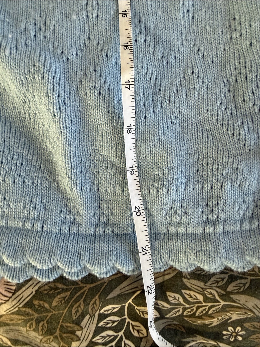 Vintage Tradition Powder Blue Pointelle Knit Sweater Vest Scalloped Hem Size M-L - Picture 12 of 12